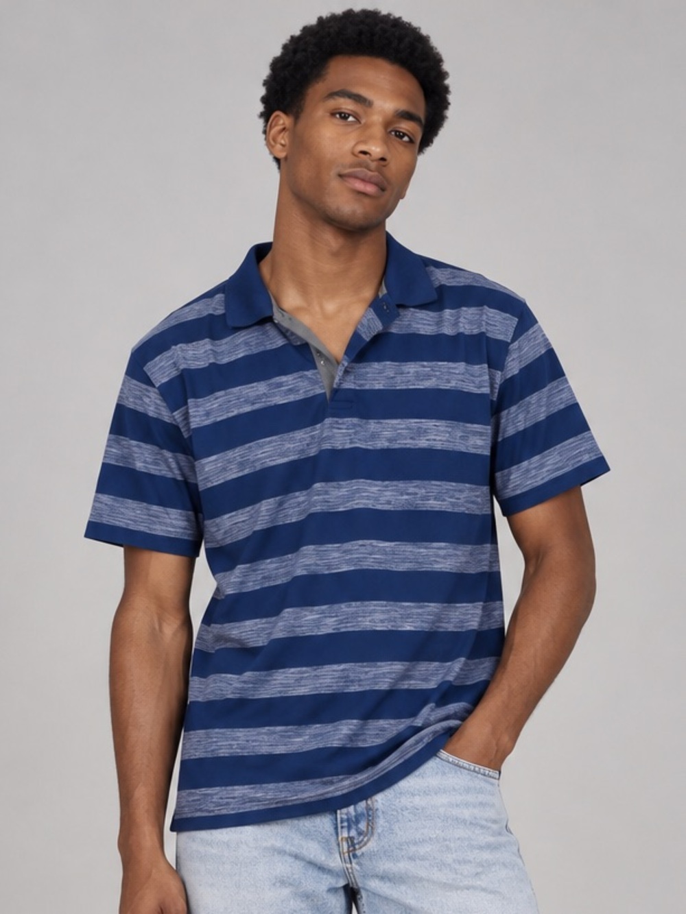Blue Striped Polo Shirt